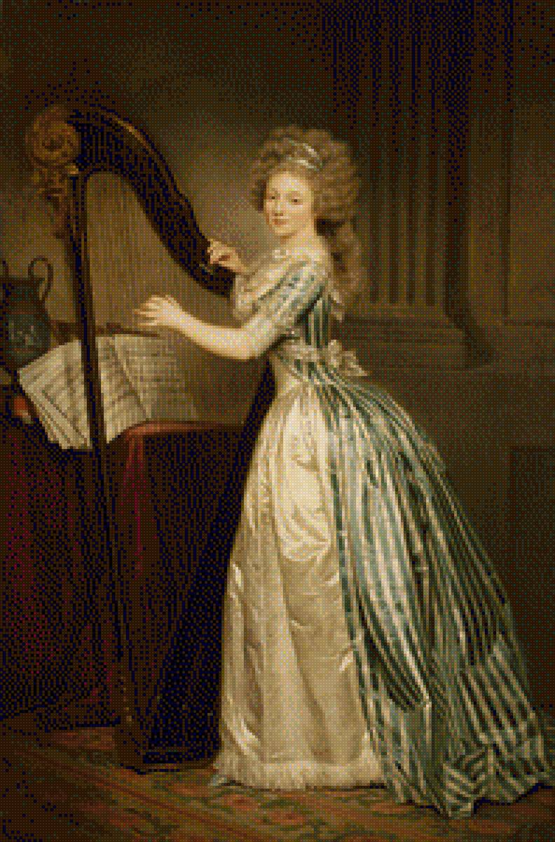 Роза С арфой - арфа, дама, эпоха - предпросмотр