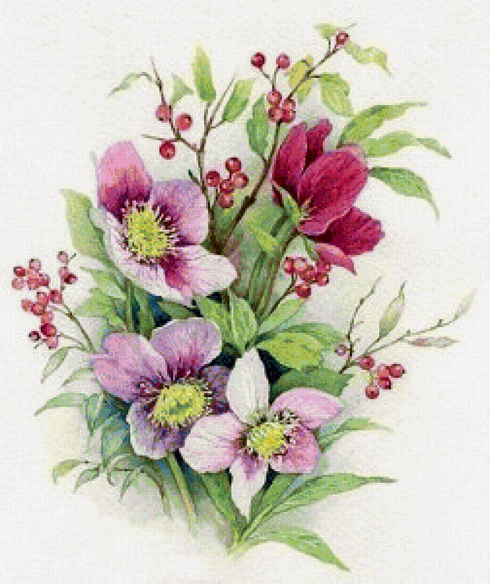 Акварельные цветы - цветы, букет, акварель - предпросмотр