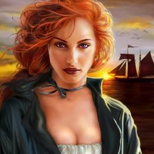 Схема вышивки «девушка портрет море»