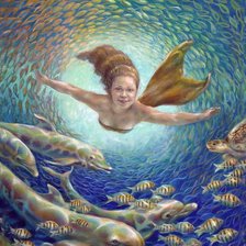 Схема вышивки «Русалка с рыбами»