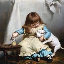 Схема вышивки «девочка с собакой»