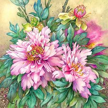 Схема вышивки «худ. Горнева Галина. Розовые пионы.»