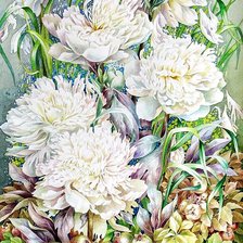 Схема вышивки «Худ. Горнева Галина. Белые пионы.»