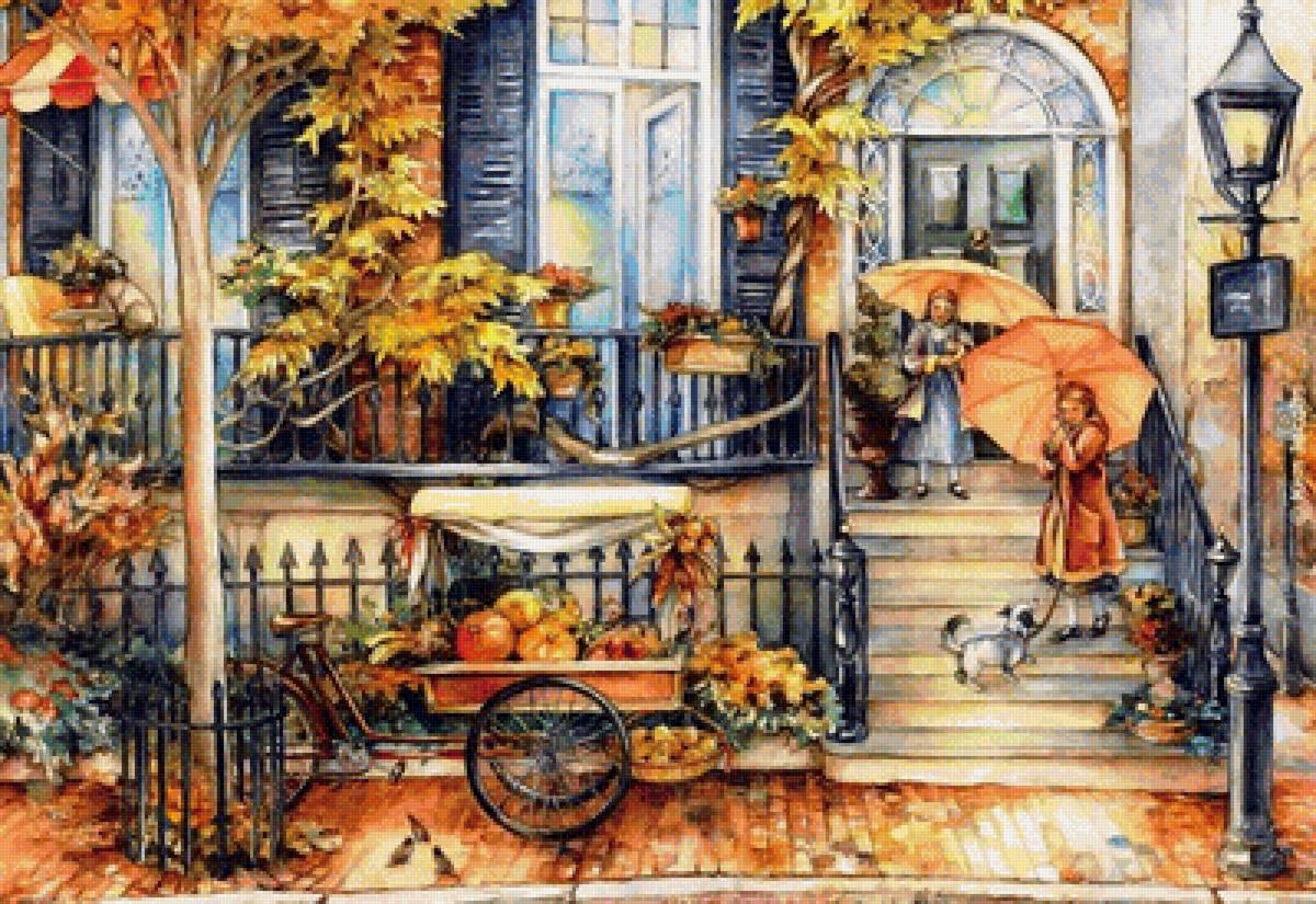 Осенний двор - дворик, осень - предпросмотр