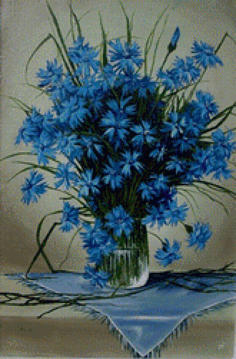 васильки - натюрморт, васильки, ваза - предпросмотр