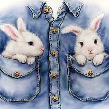 Схема вышивки «Зайчата в кармашках»