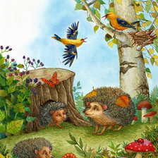 Схема вышивки «семья ежиков»