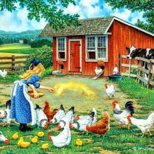 Схема вышивки «девочка на птичьемдворе»