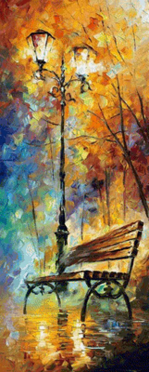 Афремов - скамейка - ночь, город, пейзаж, осень, природа - предпросмотр