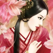 Схема вышивки «Девушка в красном»