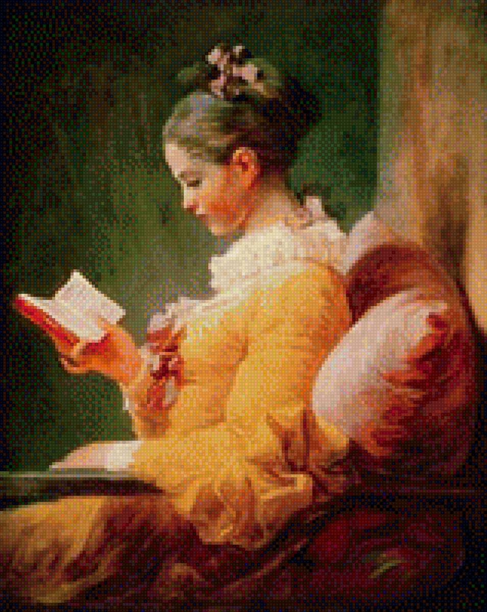 Фрагонар Ж.-О. Читающая девушка - девушка, картина - предпросмотр