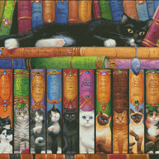 Схема вышивки «Cat double shelf»