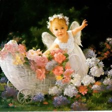 Схема вышивки «angel bebe con flores»