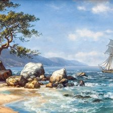 Схема вышивки «Морская прогулка по картине Слободина Е.»