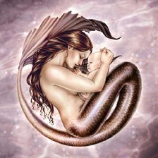 Схема вышивки «sirena y bebe»