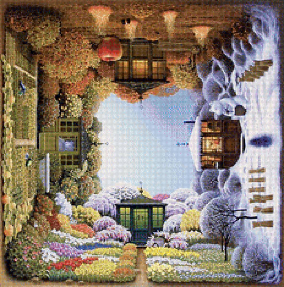 Времена года - перевертыш - дом, лето, весна, осень, сезоны, зима - предпросмотр