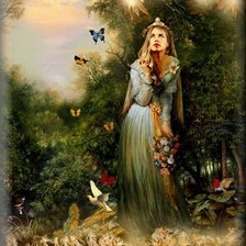 Схема вышивки «dama en mundo de fantasia...»