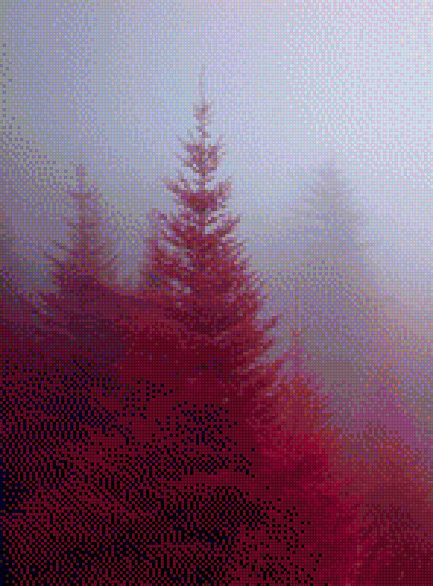 алый лес - небо, лес, красный - предпросмотр