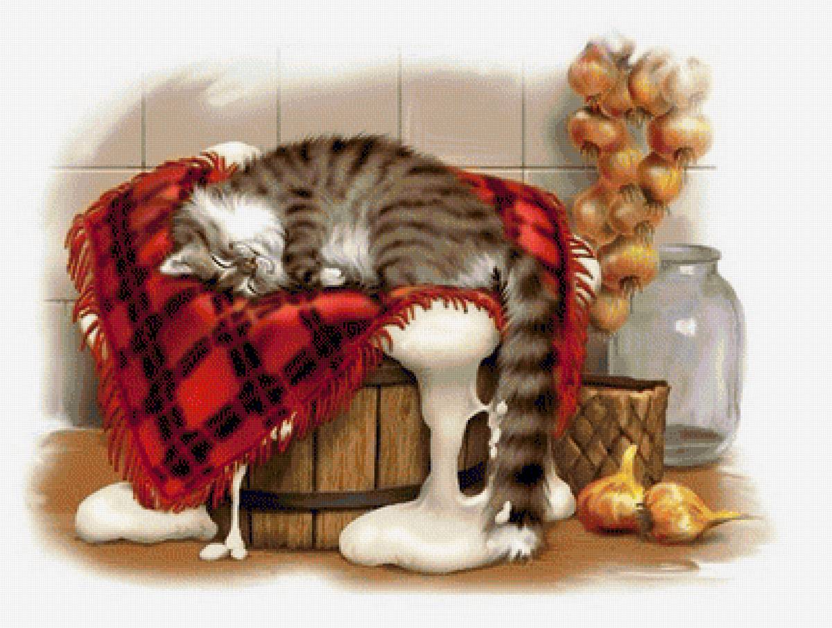 Спящий кот - коты, уют - предпросмотр