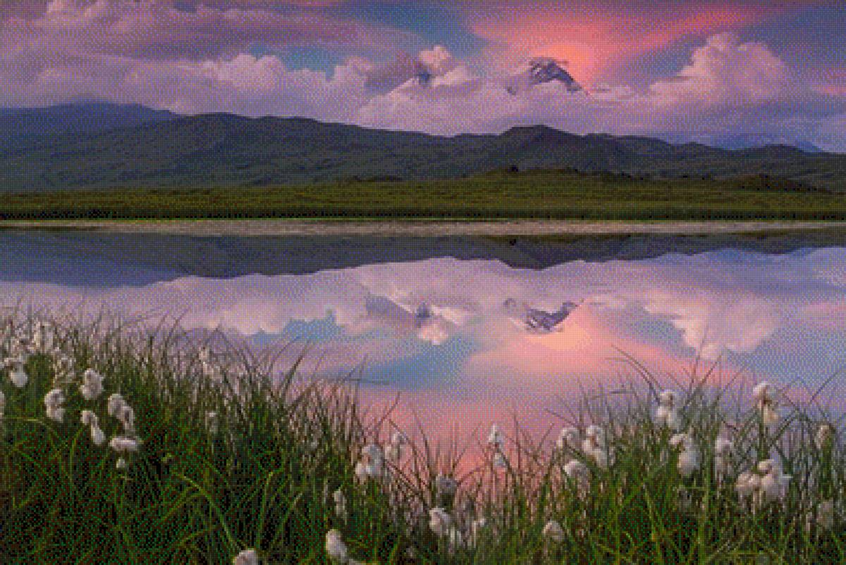 Рассвет на озере великанов - озеро, горы, утро, рассвет - предпросмотр