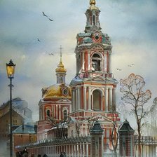 Схема вышивки «пейзаж с храмом»