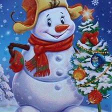 Схема вышивки «веселый снеговик»