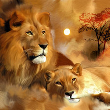 Схема вышивки «львиная пара 2»