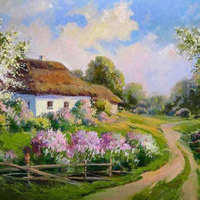 Схема вышивки «деревенский дом 2»