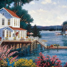 Схема вышивки «Дом у воды»