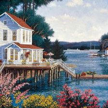 Схема вышивки «Дом у воды»