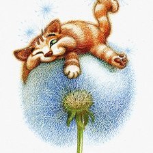 Схема вышивки «Кот на одуванчике»