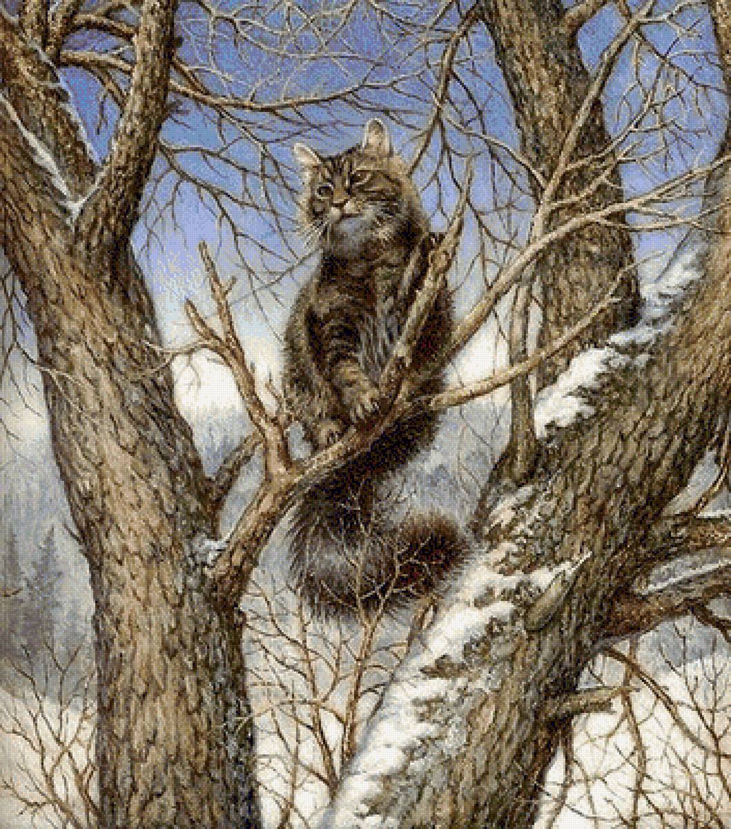 кот на дереве - предпросмотр