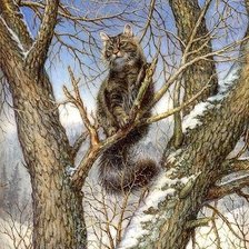 Схема вышивки «кот на дереве»