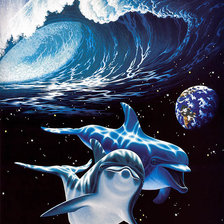 Схема вышивки «дельфины»