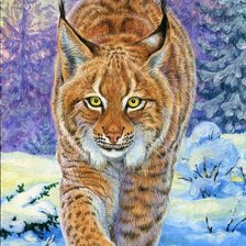 Схема вышивки «Рысь зимой»
