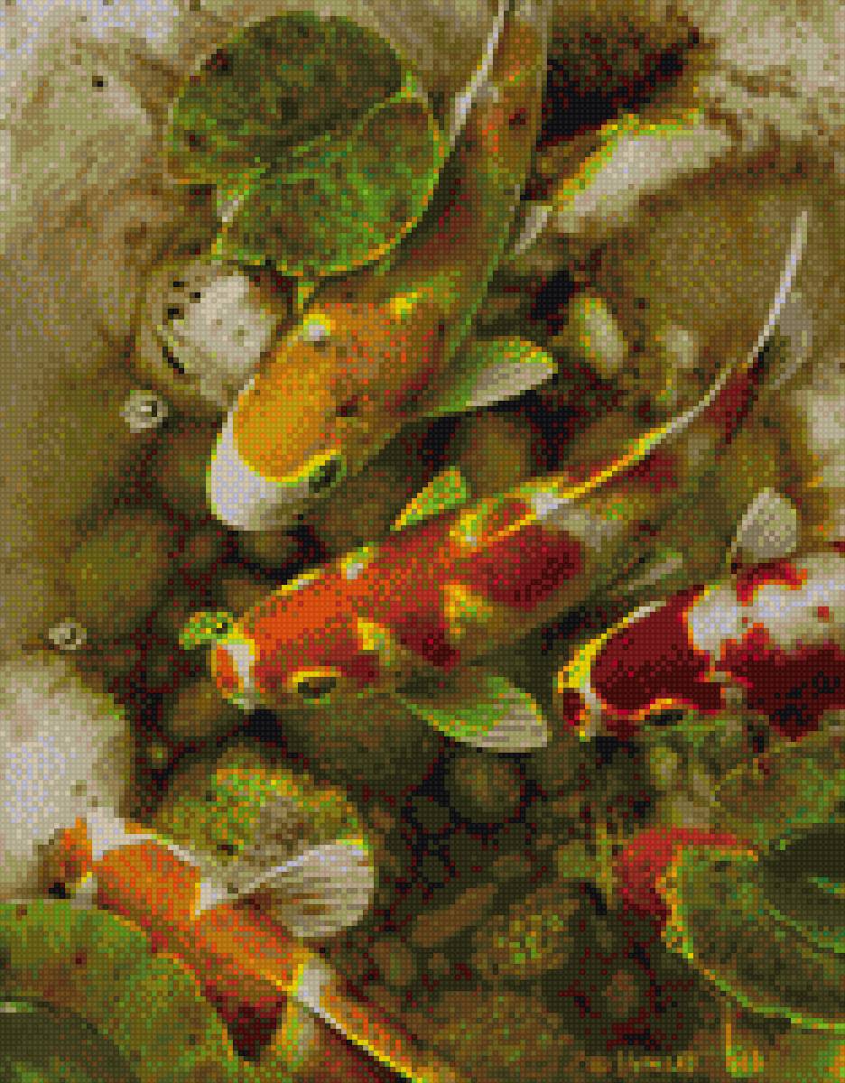 Карпы - пруд, рыбки, японский мотив - предпросмотр