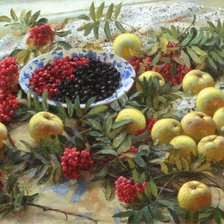 Схема вышивки «Натюрморт с рябиной по картине Е.Петровой»