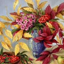 Схема вышивки «Натюрморт с рябиной»