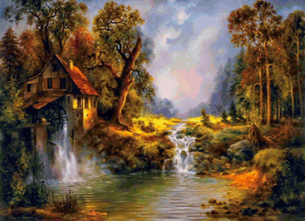 Старая мельница - пейзаж, осень, мельница - предпросмотр