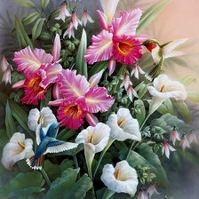 Схема вышивки «Птички в цветах»