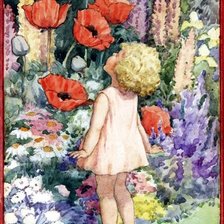 Схема вышивки «девочка в саду»