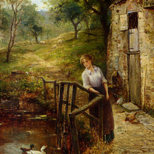 Схема вышивки «девушка у пруда»