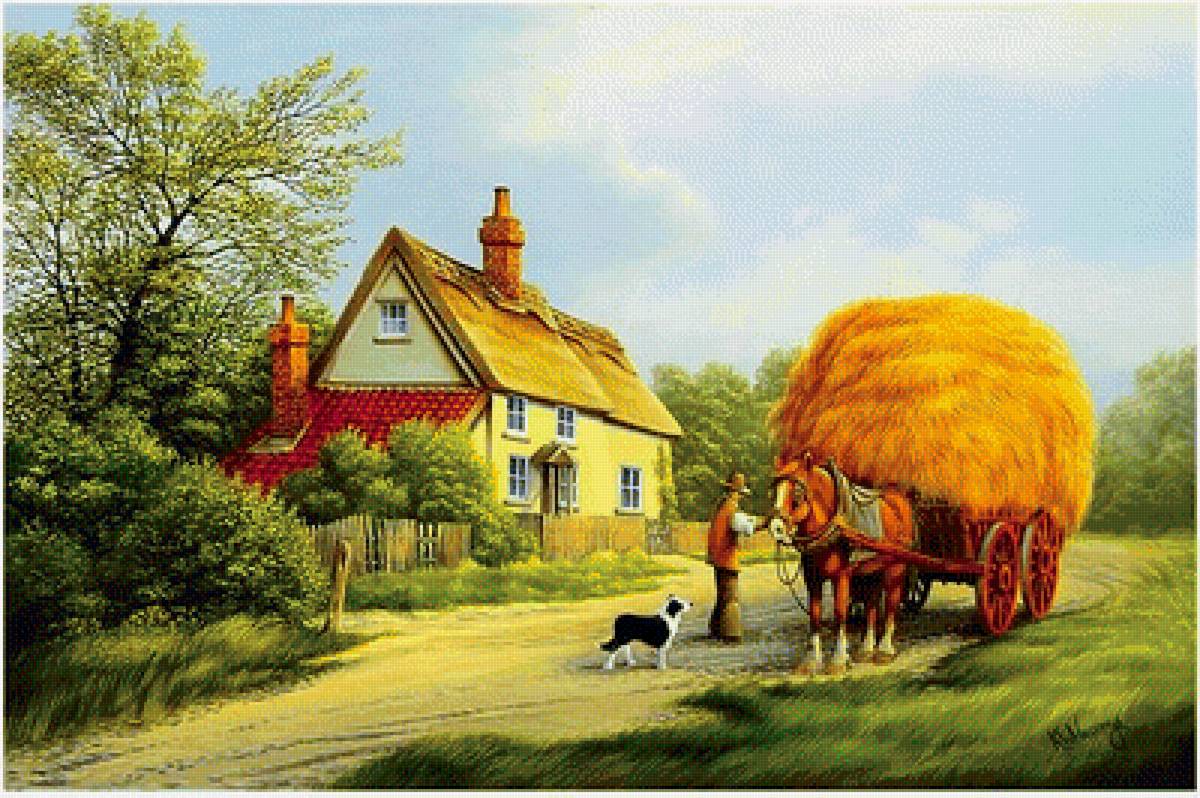 летняя пора - лето, природа, живопись, картина - предпросмотр