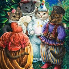 Схема вышивки «Кошачий театр»