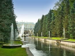 фонтан перед дворцом - дворец, каскады воды, фонтан - оригинал