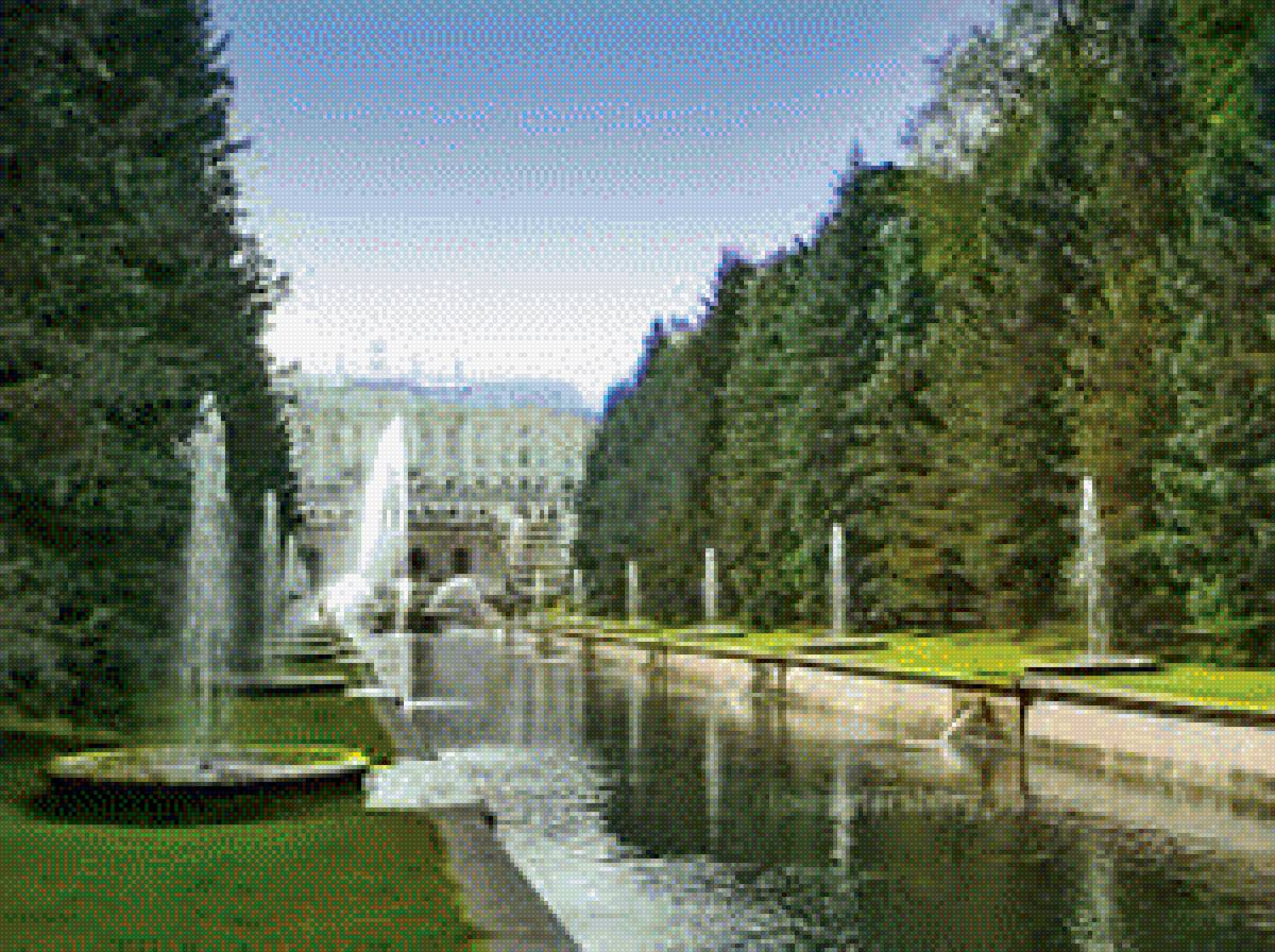 фонтан перед дворцом - фонтан, каскады воды, дворец - предпросмотр