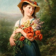 Схема вышивки «Девушка с букетом маков»