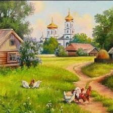 Схема вышивки «Деревня»