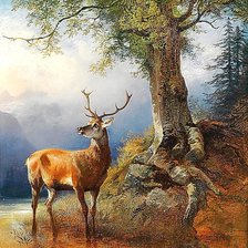 Схема вышивки «Худ.Fridrich Gauegmann.  Олень.»