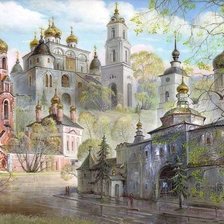 Схема вышивки «пейзаж с храмом»